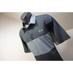 Under Armour Golf Polo Black HeatGear Performance Athletic Shirt Mens Size XL